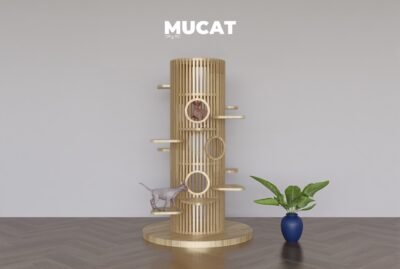 คอนโดแมวไม้แท้ทรงสูงสำหรับแมวปีนป่าย MUCAT