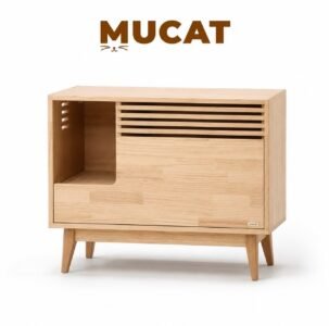 ตู้ห้องน้ำแมวไม้แท้ MUCAT บานระแนงเก็บกลิ่น