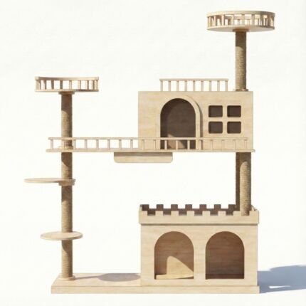 MUCAT Cat Castle คอนโดแมวไม้ทรงปราสาทขนาดใหญ่ สูง 195 ซม.