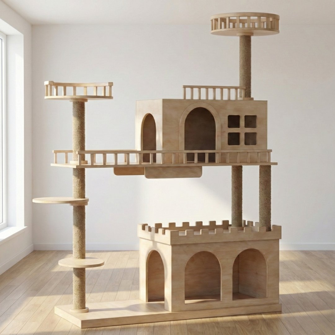 mucat-cat-castle-luxury-wooden-condo MUCAT Cat Castle คอนโดแมวไม้ทรงปราสาทขนาดใหญ่ สูง 195 ซม.