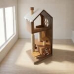 MUCAT Christmas คอนโดแมวไม้ทรงบ้านหิมะพร้อมปล่องไฟ สูง 150 ซม.