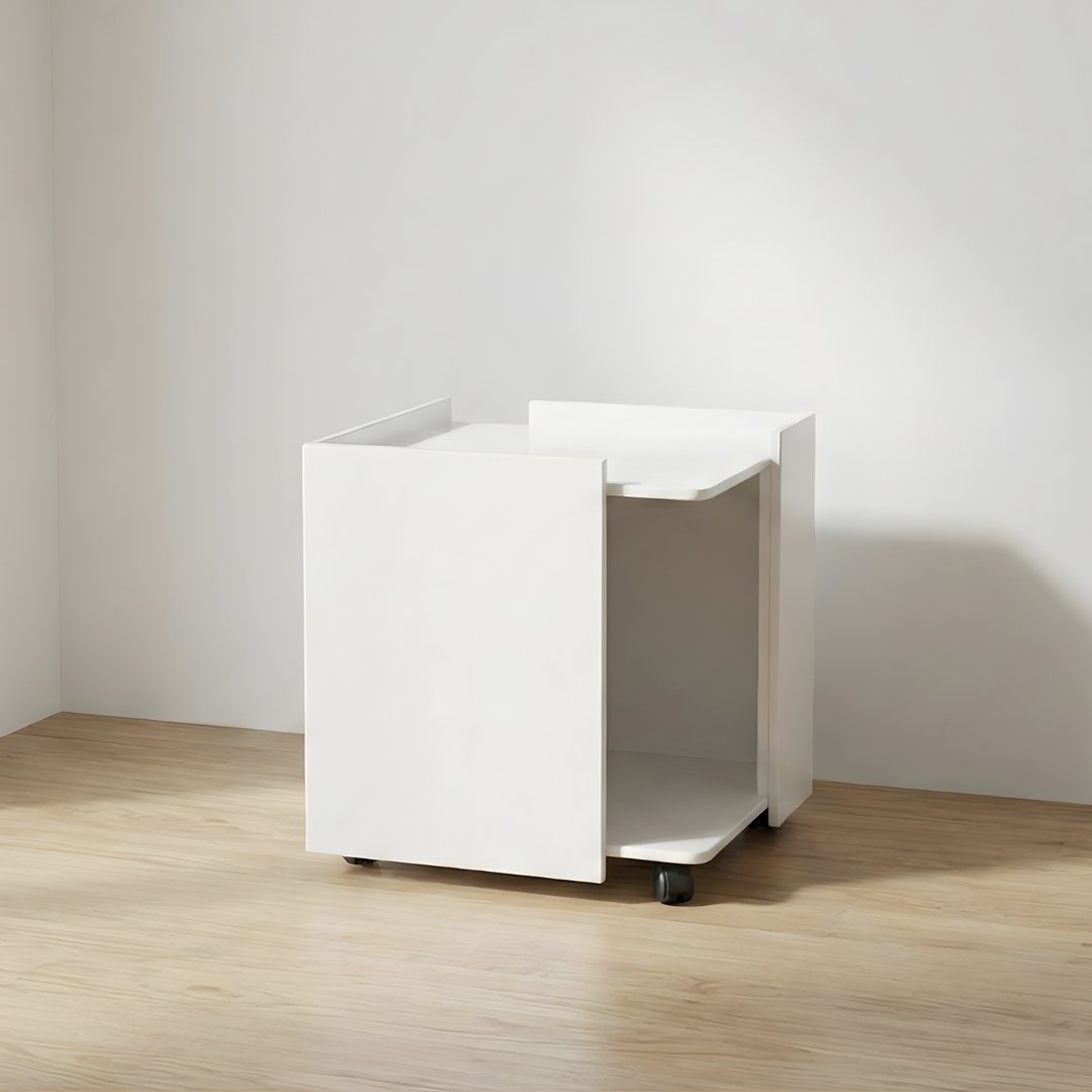 mucat-duo-seat-white-cat-furniture MUCAT Duo Seat เฟอร์นิเจอร์แมวสีขาวทรงโต๊ะข้างเตียง มีล้อเลื่อน