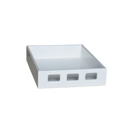 MUCAT Square Step ชั้นลอยแมวติดผนังทรงถาดสี่เหลี่ยมสีขาว เจาะช่องด้านหน้า 3 ช่อง