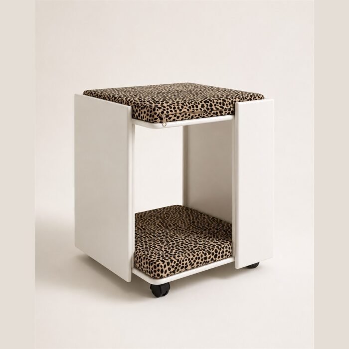 MUCAT Duo Seat เฟอร์นิเจอร์แมว 2-in-1 เก้าอี้สีขาว มีล้อเลื่อน