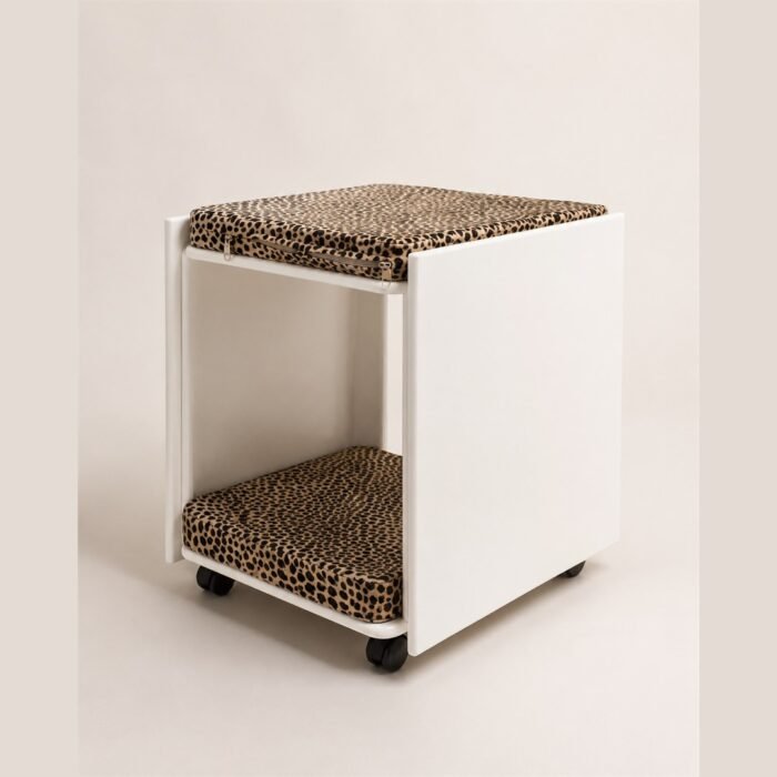 MUCAT Duo Seat เฟอร์นิเจอร์แมว 2-in-1 เก้าอี้สีขาว มีล้อเลื่อน