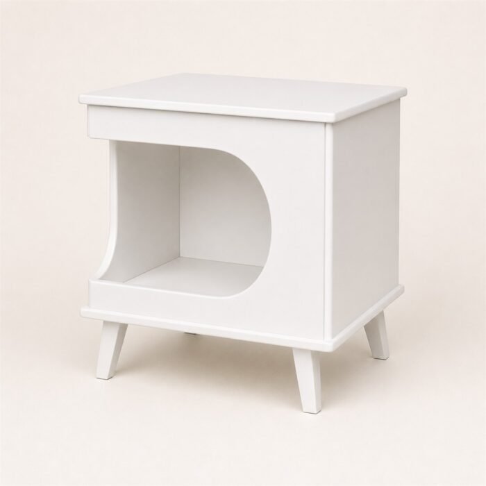 MUCAT Nordic Curve บ้านแมวและโต๊ะวางของสีขาวมินิมอล